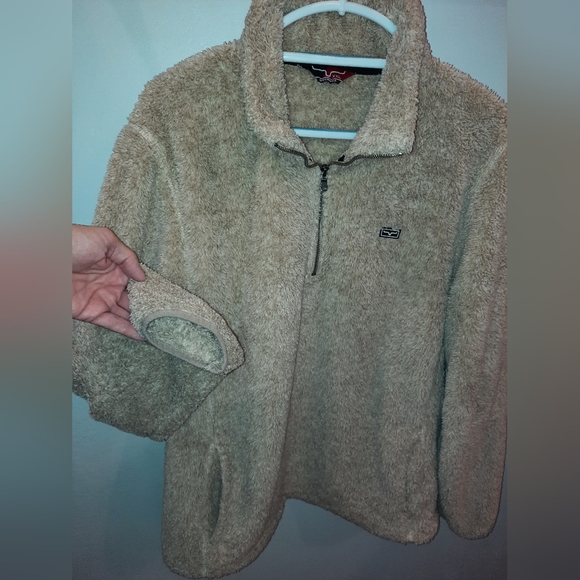 Kimes Ranch LL Bourbon Khaki Tan 1/4 Zip Fuzzy Fleece Sweatshirt women’s XXL - Picture 5 of 10